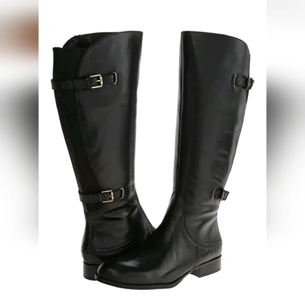 Naturalizer N5 Comfort JAMISON Black Knee High Leather Riding Boots, Size 7.5